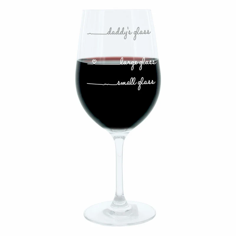 Leonardo Weinglas XL, Daddys Glass Handwriting, Geschenk Stimmungsglas mit lustiger Gravur, Mood Wein Glas, 610ml