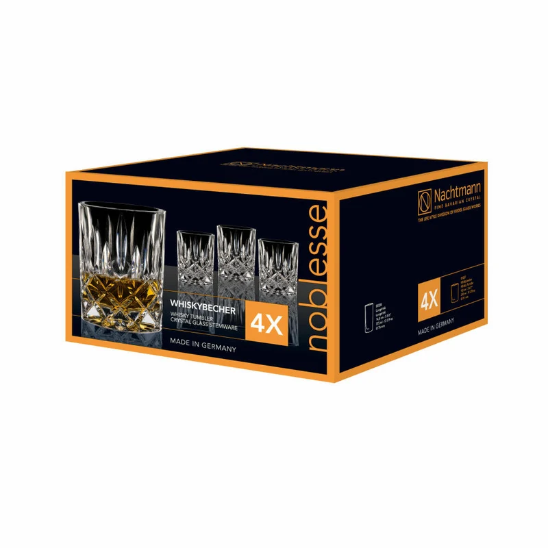 Nachtmann Noblesse Whiskybecher Set, 8er Set, Whiskyglas, Tumbler, Kristallglas, H 9.8 cm
