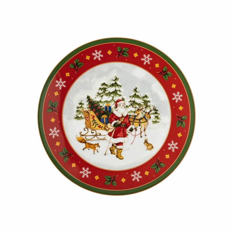 Hutschenreuther Tortenplatte auf Fuß groß Happy Wintertime, Tortenständer, Porzellan, Mehrfarbig, 27 cm, 02488-727470-12819