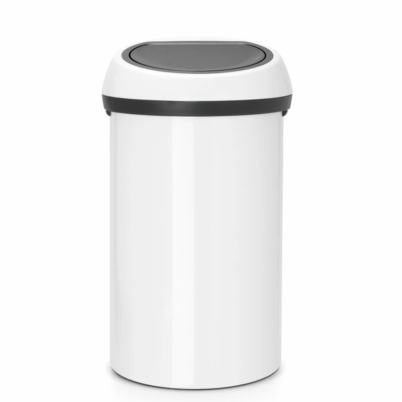Brabantia Mülleimer Touch Bin, Abfalleimer, Müllbehälter, Abfallbehälter, Stahl, White, 60 L, 108686