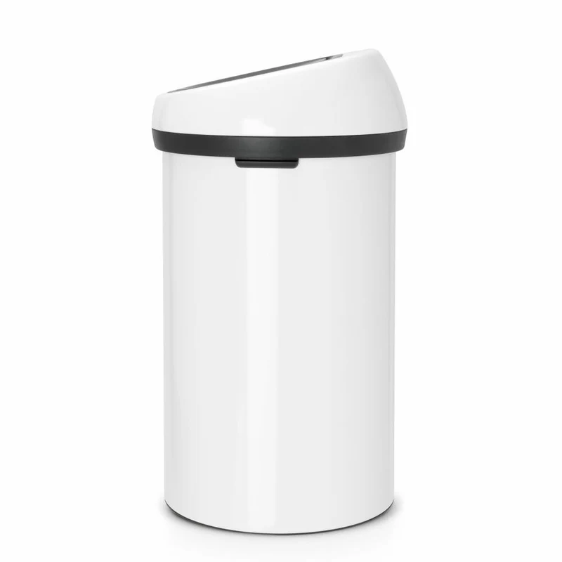 Brabantia Mülleimer Touch Bin, Abfalleimer, Müllbehälter, Abfallbehälter, Stahl, White, 60 L, 108686
