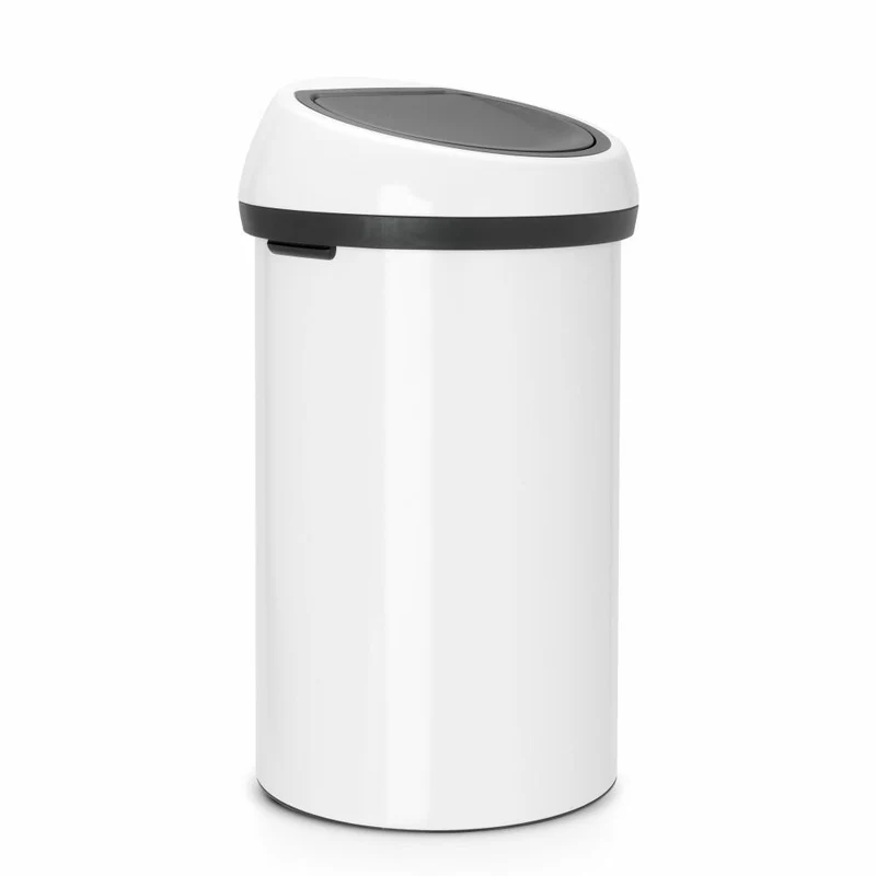 Brabantia Mülleimer Touch Bin, Abfalleimer, Müllbehälter, Abfallbehälter, Stahl, White, 60 L, 108686