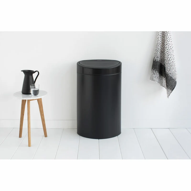 Brabantia Mülleimer Touch Bin New, Abfalleimer, Müllbehälter, Stahl, Matt Black, 40 L, 114946