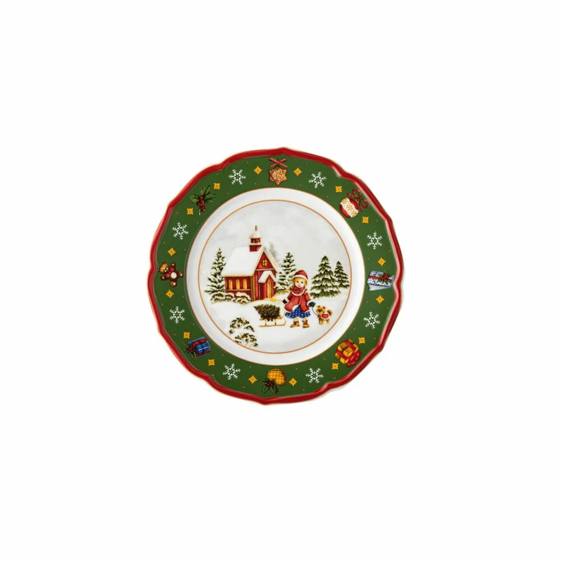 Hutschenreuther Teller flach Happy Wintertime Green, Speiseteller, Porzellan, Mehrfarbig, 22 cm, 02488-727472-10862