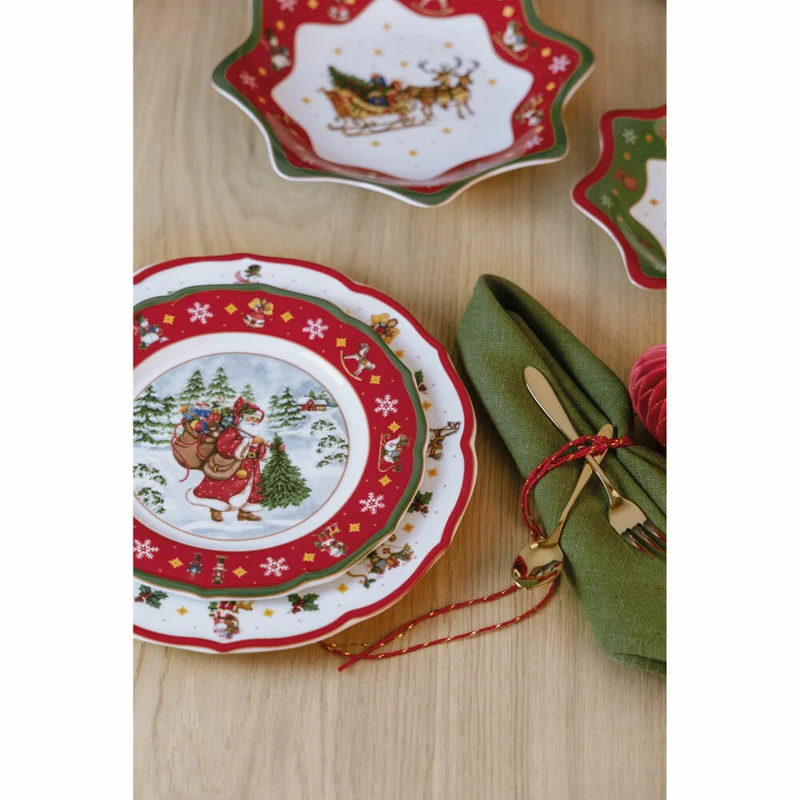 Hutschenreuther Teller flach Happy Wintertime Red, Speiseteller, Porzellan, Mehrfarbig, 22 cm, 02488-727471-10862