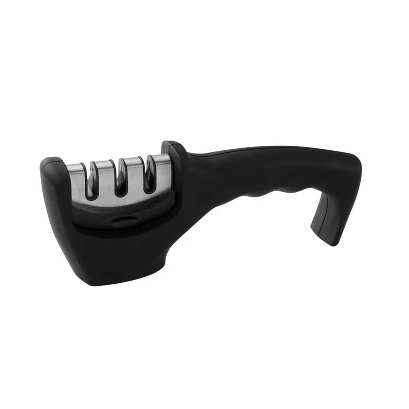 Nirosta Messerschärfer Quick-Sharp 3-stufig, Kunststoff, Edelstahl, Silber, Schwarz, 21 x 5 x 7.5 cm, 42180