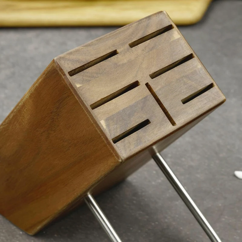 Nirosta Messerblock Fair mit Tablethalter, unbestückt, Akazienholz, Braun, 25 x 12 x 20 cm, 43155