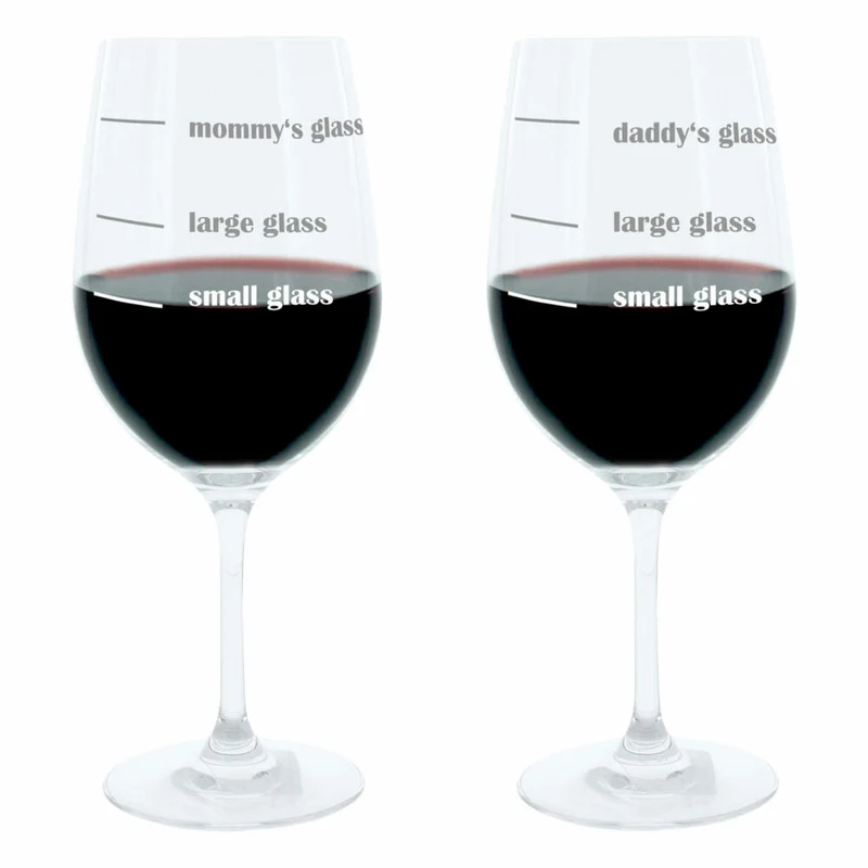 Leonardo Weinglas XL, Mommys und Daddys Glass, 2er Set, Geschenk Stimmungsglas mit lustiger Gravur, Mood Wein Glas, 610ml