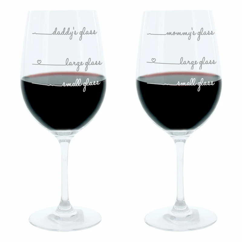 Leonardo Weinglas XL, Mommys and Daddys Glass Handwriting, 2er Set, Geschenk Stimmungsglas mit lustiger Gravur, Mood Wein Glas, 610ml