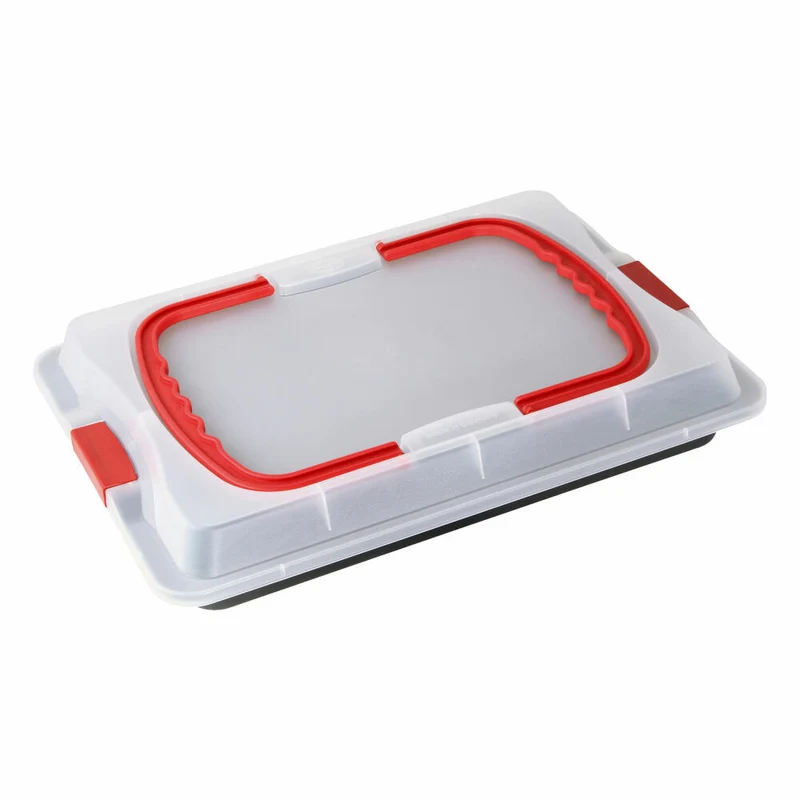 Dr. Oetker Backblech Bake und Go, mit Transporthaube, Back Blech, Kuchenblech, 29 x 42 cm, 1012