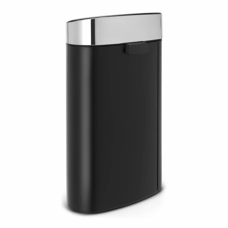 Brabantia Mülleimer Touch Bin New, Abfalleimer, Müllbehälter, Stahl, Matt Black / Silber, 40 L, 114847