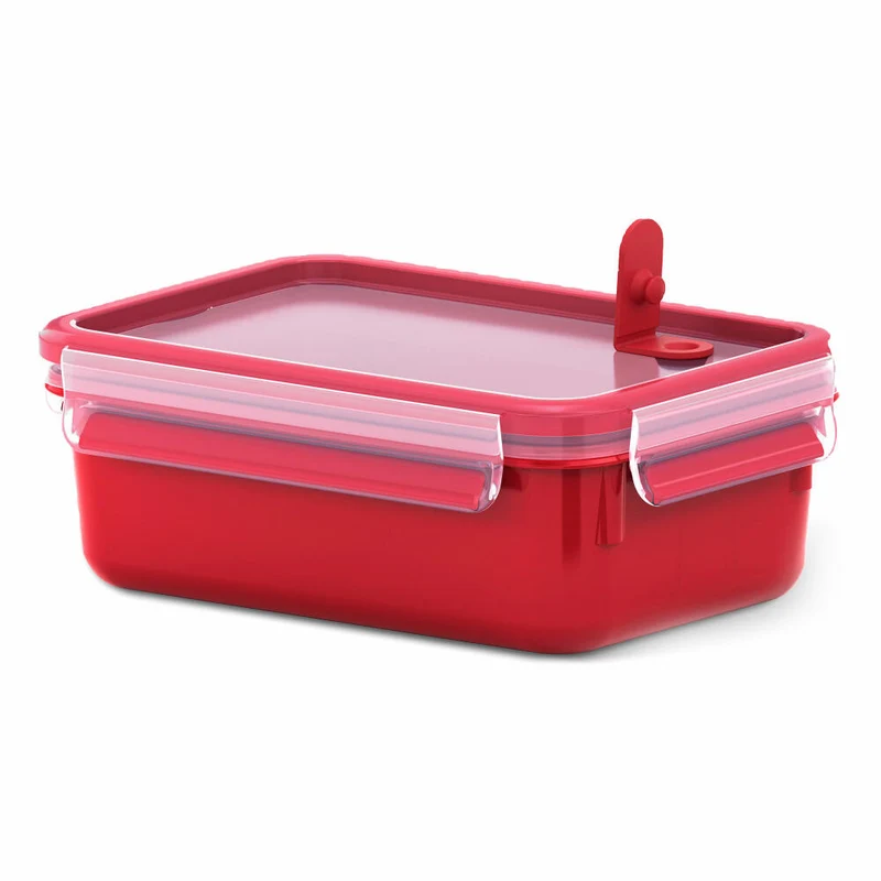 Emsa Clip & Micro Mikrowellendose , Gefrierdose, Dose, Frischhalte Box, Clipbox, Kunststoff, Rot, 1 L, 517773