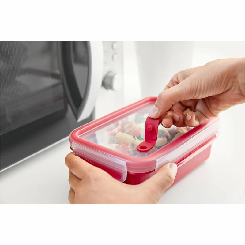 Emsa Clip & Micro Mikrowellendose , Gefrierdose, Dose, Frischhalte Box, Clipbox, Kunststoff, Rot, 1 L, 517773