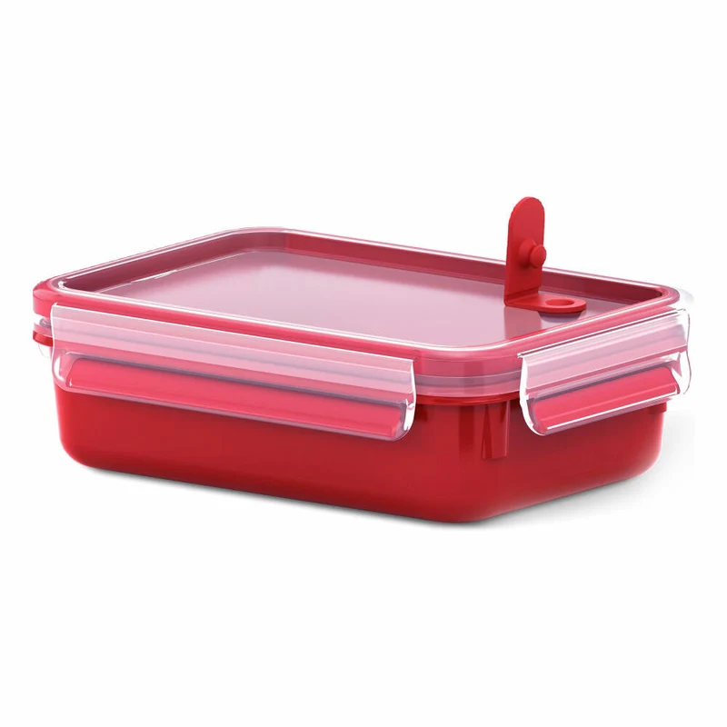 Emsa Clip & Micro Mikrowellendose, Gefrierdose, Dose, Frischhalte Box, Clipbox, Kunststoff, Rot, 800 ml, 517772