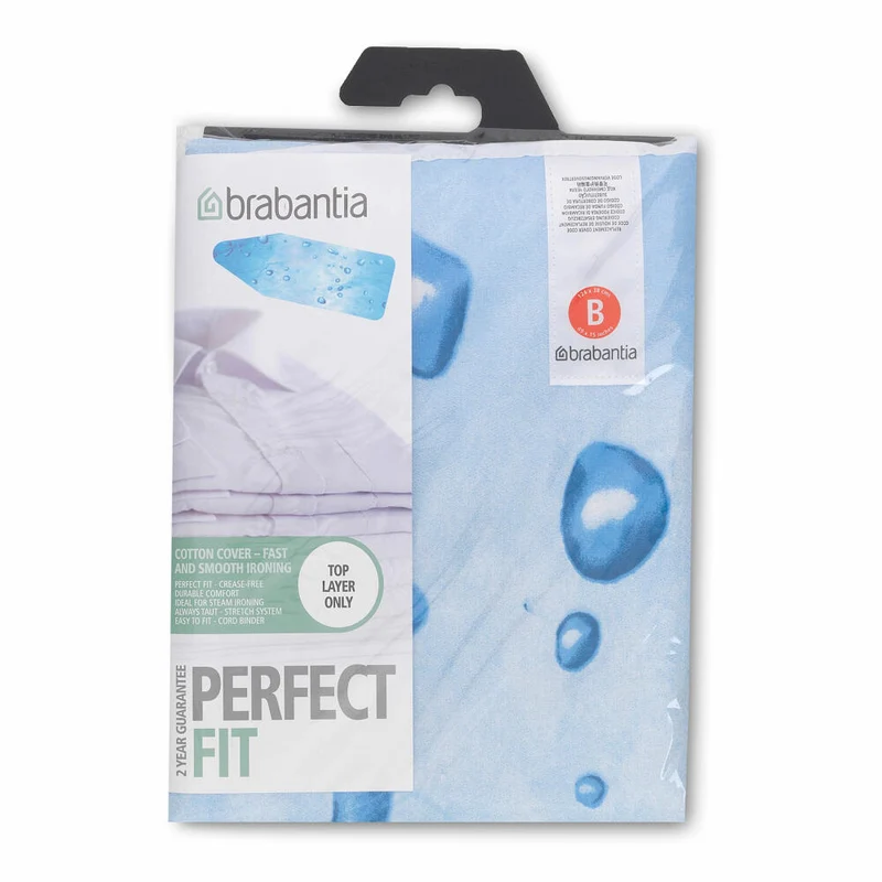Brabantia Bügelbrettbezug B Bügeltischbezug, Bügelbezug, Baumwolle, Ice Water, 124 x 38 cm, 318160
