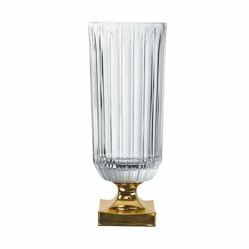Nachtmann Vase Minerva Gold auf Fuß, Kristallglas, Klar / Gold, 40 cm, 104163