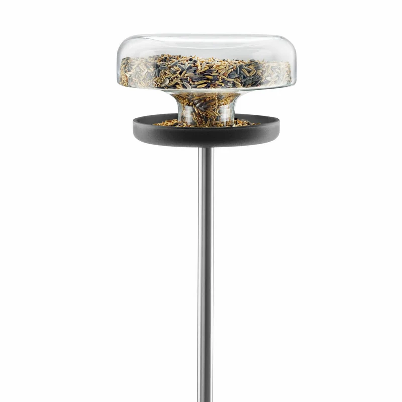 Eva Solo Vogelfutterstation, Vogelfutterhaus, Futterhaus, Vogelfutterspender, Draußen, Garten, Nylon/Glas/Edelstahl, Schwarz, Ø 22 cm, 571039