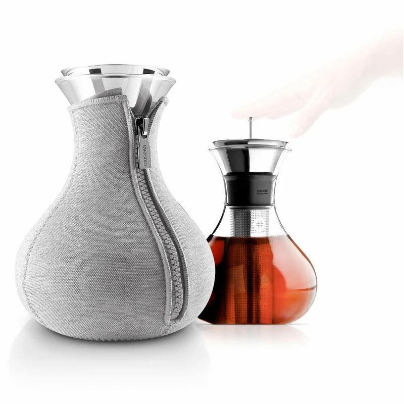 Eva Solo Teezubereiter, Teekanne, Tee, Zubereitung, Teepot, Genießen, Glas/Silikon/Edelstahl/Neopren, Hellgrau, 1 L, 567488