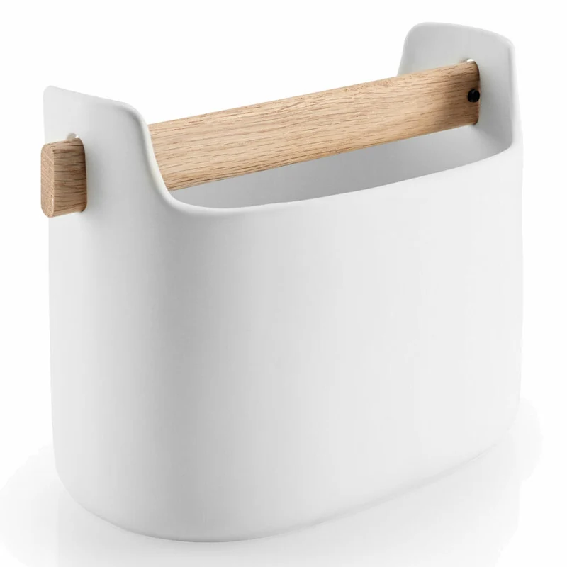 Eva Solo Toolbox, Aufbewahrungsbehälter, Aufbewahrungsbox, Kaffeedose, Zuckerdose, Eiche/Keramik, Weiß, H 15 cm, 530638