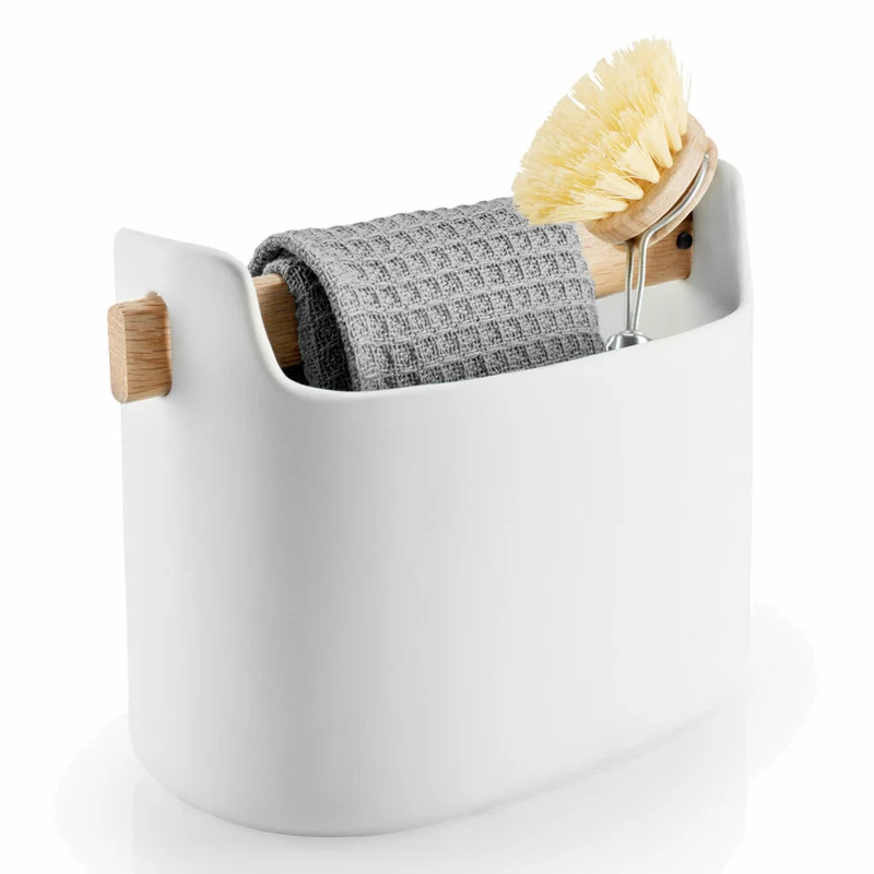 Eva Solo Toolbox, Aufbewahrungsbehälter, Aufbewahrungsbox, Kaffeedose, Zuckerdose, Eiche/Keramik, Weiß, H 15 cm, 530638