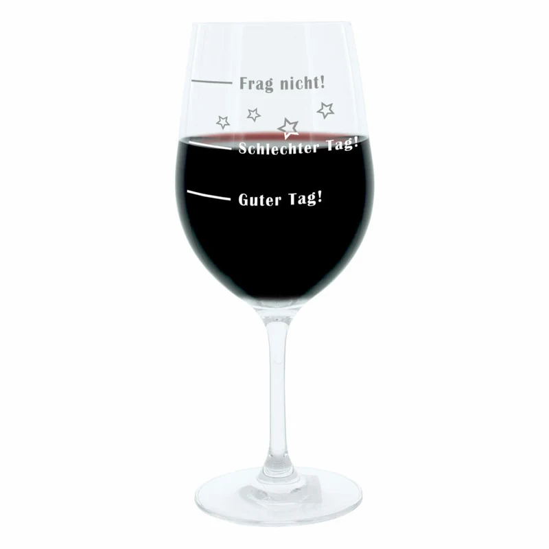 Leonardo Weinglas XL, Guter Tag!, Schlechter Tag!, Frag Nicht!, Geschenk Stimmungsglas mit lustiger Gravur, Mood Wein Glas, 610ml