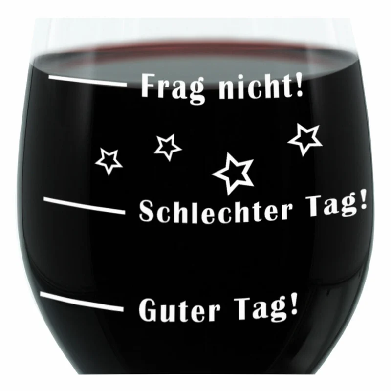 Leonardo Weinglas XL, Guter Tag!, Schlechter Tag!, Frag Nicht!, Geschenk Stimmungsglas mit lustiger Gravur, Mood Wein Glas, 610ml