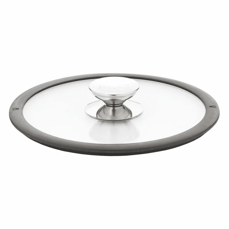 Berndes Glasdeckel mit Silikonring, Spezialglas, Transparent / Schwarz, Ø 16 cm, 007576