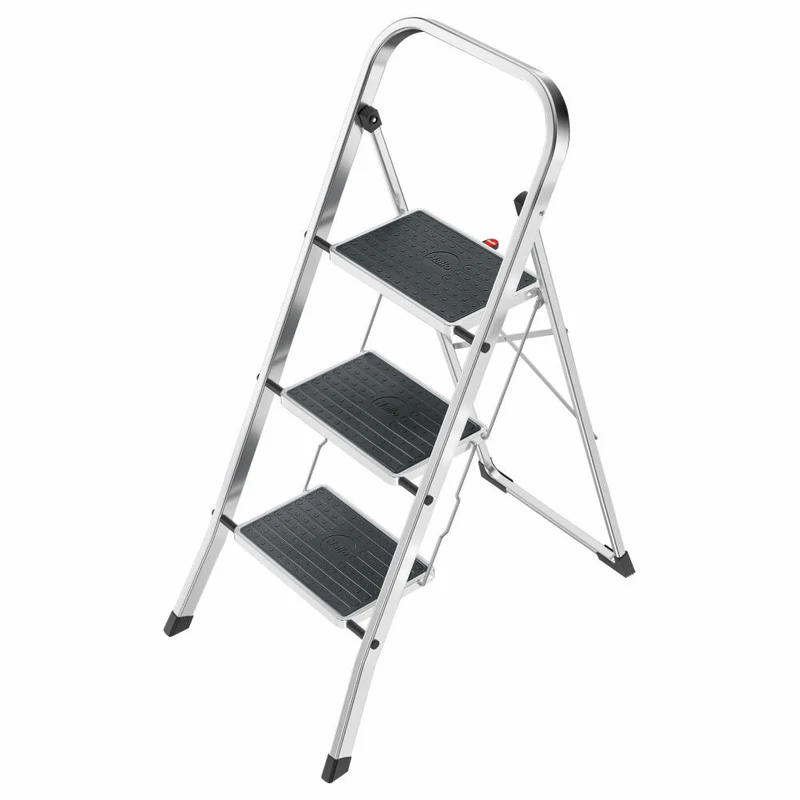 Hailo Trittleiter K70 StandardLine, Klappleiter, Aluminium, Schwarz, 3 Stufen, 4393-801