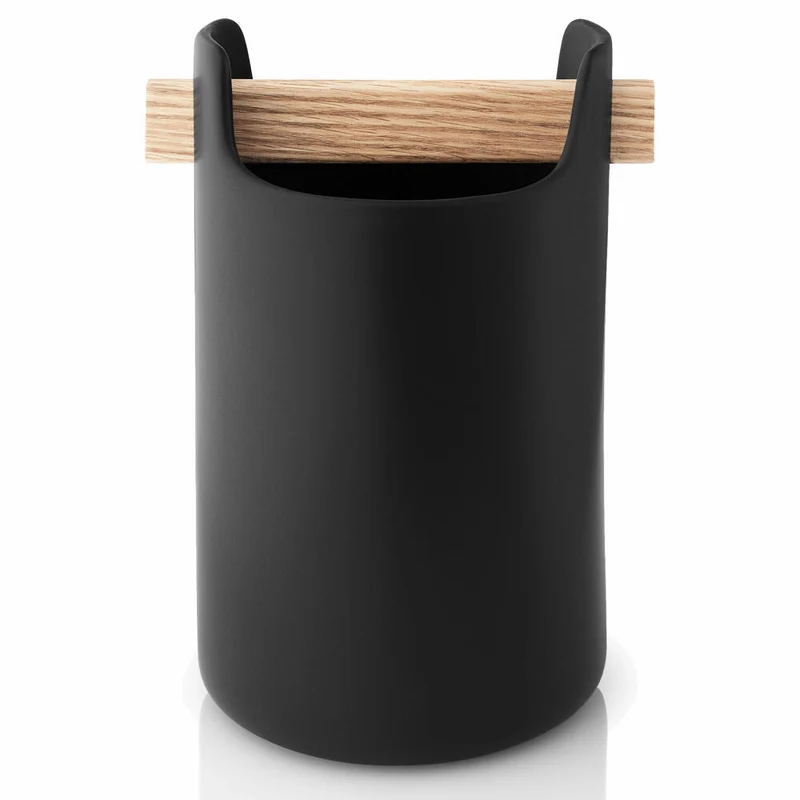 Eva Solo Toolbox Aufbewahrungsbehälter, Aufbewahrungsbox, Kaffeedose, Zuckerdose, Eiche/Keramik, Schwarz, H 15 cm, 520425