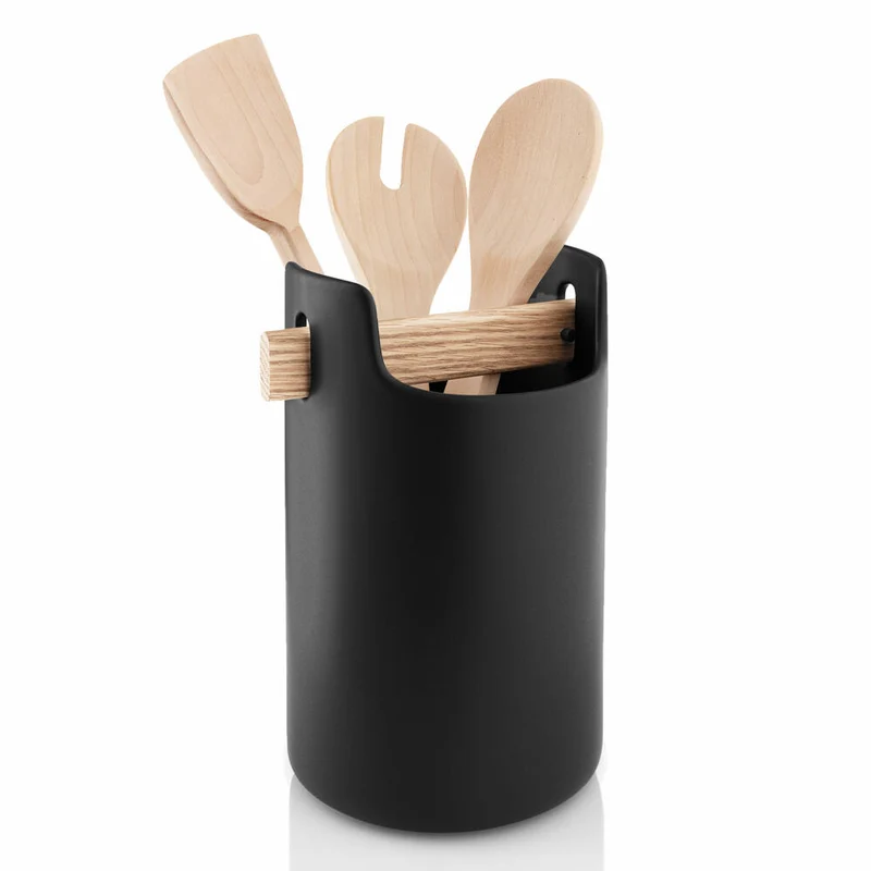 Eva Solo Toolbox Aufbewahrungsbehälter, Aufbewahrungsbox, Kaffeedose, Zuckerdose, Eiche/Keramik, Schwarz, H 15 cm, 520425