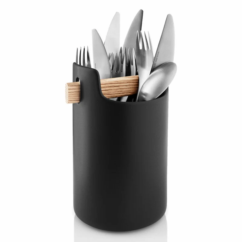 Eva Solo Toolbox Aufbewahrungsbehälter, Aufbewahrungsbox, Kaffeedose, Zuckerdose, Eiche/Keramik, Schwarz, H 15 cm, 520425