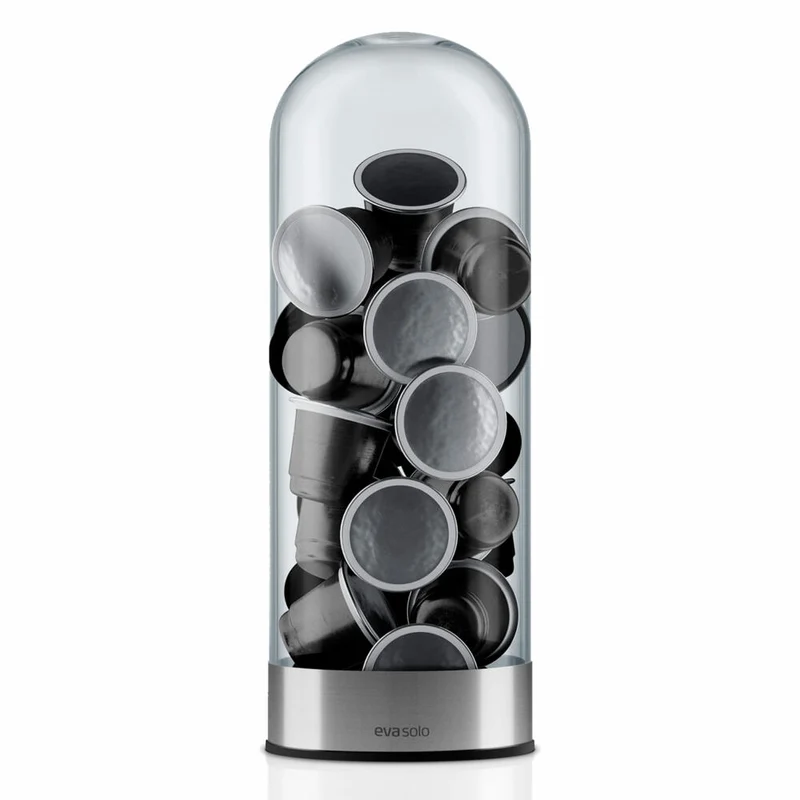 Eva Solo Kaffeekapsel Spender, Kapselhalter, Kapsel, Halter, Kapselständer, Edelstahl/Glas/Silikon, Transparent, Ø 8 cm, 501101