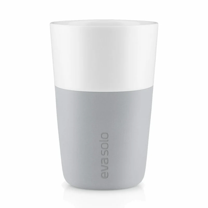 Eva Solo Caffé Latte-Becher, Milchkaffee, Kaffee, Caffétasse, Porzellan/Silikon, Marmor Grau, 360 ml, 2er Set, 501046