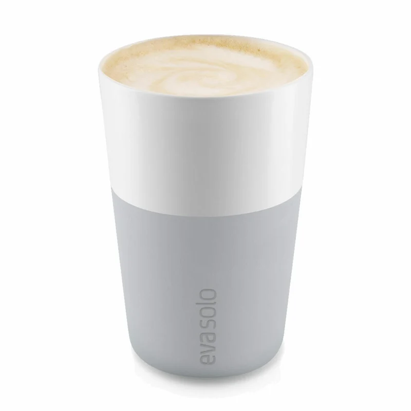 Eva Solo Caffé Latte-Becher, Milchkaffee, Kaffee, Caffétasse, Porzellan/Silikon, Marmor Grau, 360 ml, 2er Set, 501046