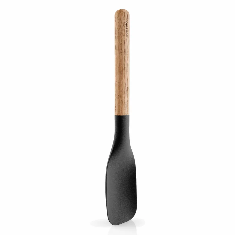 Eva Solo Nordic kitchen Servierlöffel, Vorlegelöffel, Gemüselöffel, Eichenholz/Silikon, Schwarz, Groß, 530459