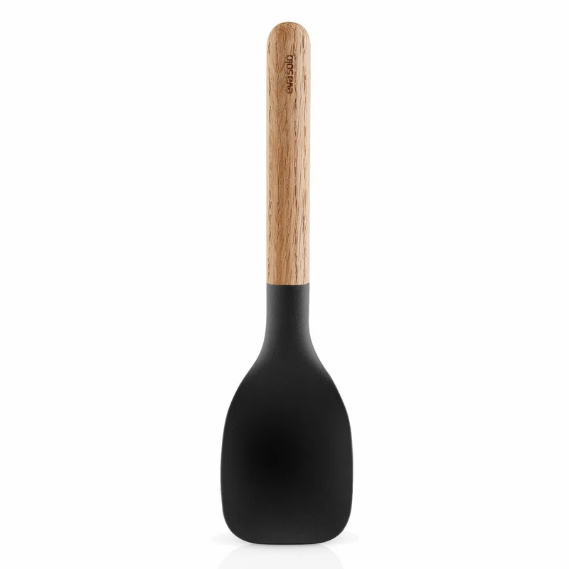 Eva Solo Nordic kitchen Servierlöffel, Vorlegelöffel, Gemüselöffel, Eichenholz/Silikon, Schwarz, Groß, 530459