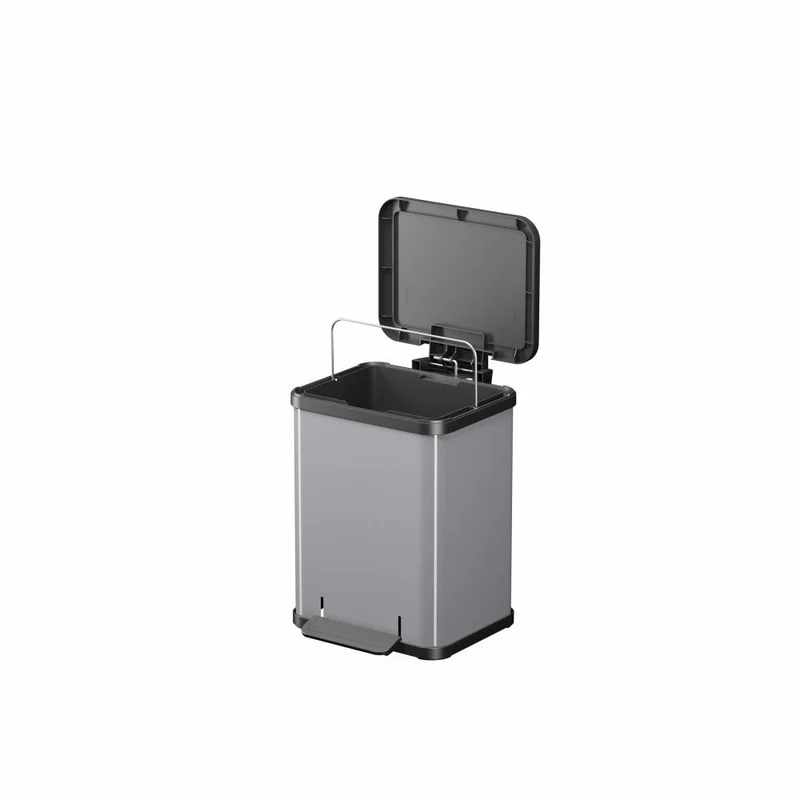 Hailo Treteimer Öko uno Plus M, Abfalleimer, Mülleimer, Stahlblech, Silber, 17 L, 0619-220