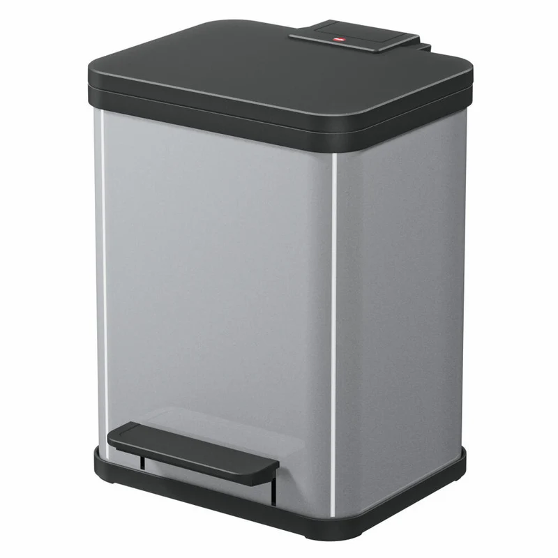 Hailo Mülltrennsystem Öko duo Plus M, Tret-Mülleimer, Abfalltrenner, Abfalleimer, Stahlblech, Schwarz, 2 x 9 L, 0622-260