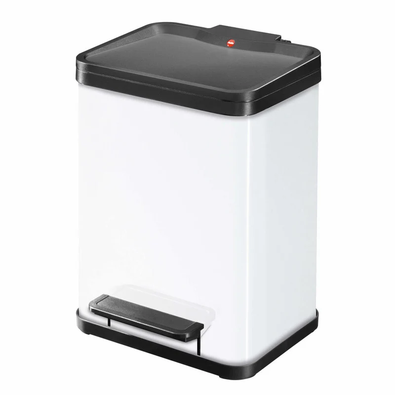 Hailo Mülltrennsystem Öko duo Plus M, Tret-Mülleimer, Abfalltrenner, Abfalleimer, Stahlblech, Weiß, 2 x 9 L, 0622-230