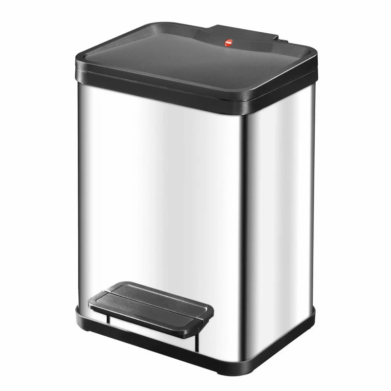 Hailo Mülltrennsystem Öko duo Plus M, Tret-Mülleimer, Abfalltrenner, Abfalleimer, Edelstahl, 2 x 9 L, 0622-200