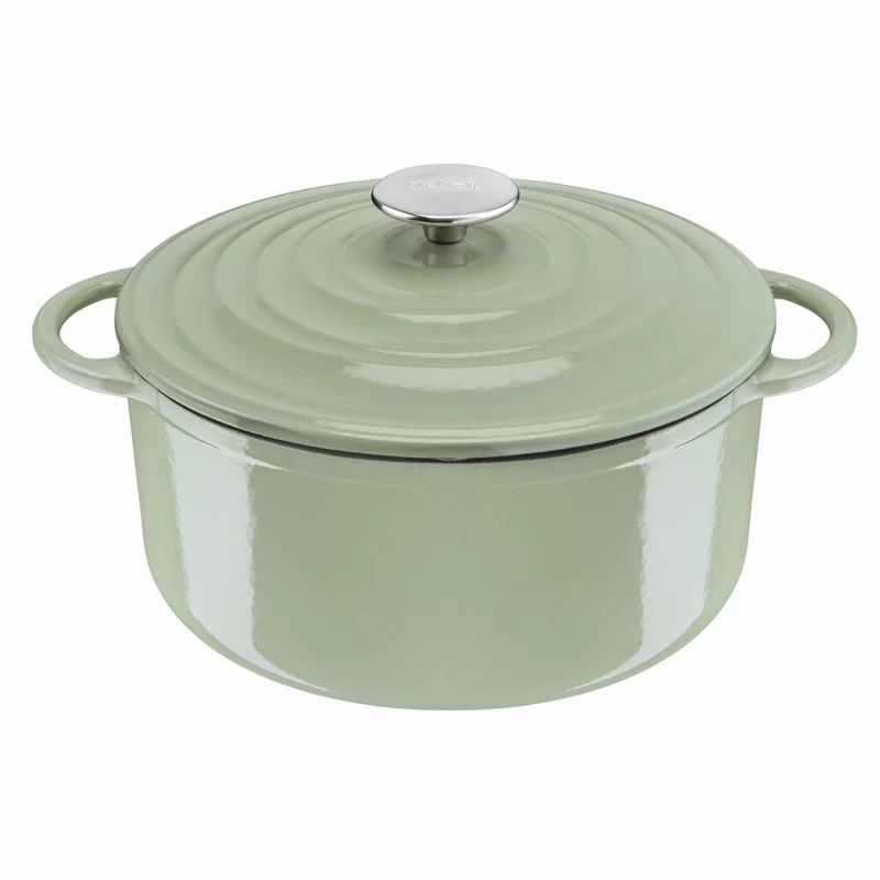 Tefal Lov Kochtopf, Gusseisentopf, Topf, Schmortopf, Induktionsgeeignet, Gusseisen, Hellgrün, Ø 25 cm, E25804