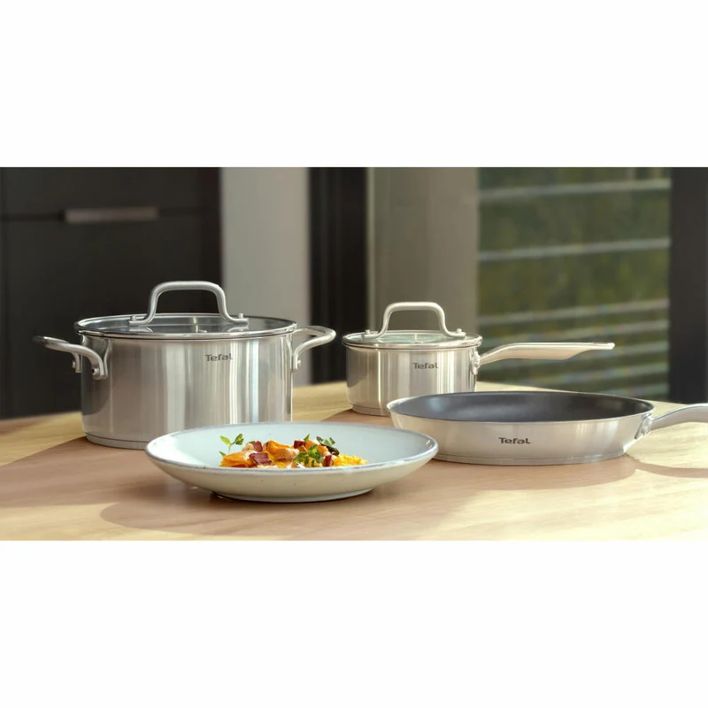 Tefal Virtuoso Pfanne Unversiegelt, Bratpfanne, Induktionsgeeignet, Edelstahl, Ø 28 cm, E49206