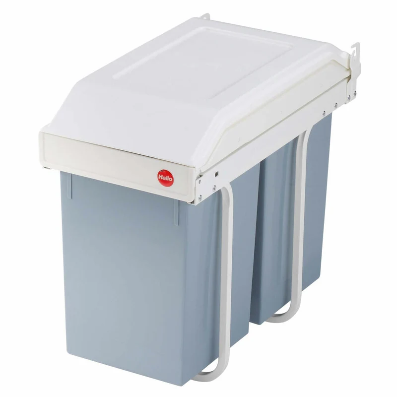 Hailo Einbaumülleimer Multi-Box duo L, Abfalleimer, Mülleimer, Stahlblech, Weiß, 2 x 14 L, 3659-001