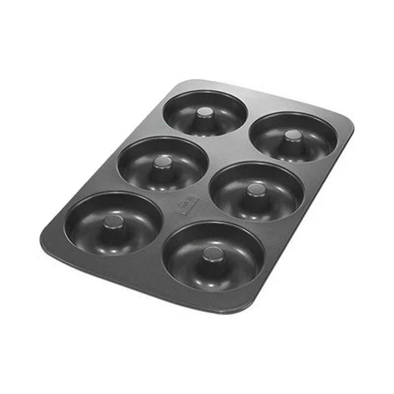 Birkmann Easy Baking Donut-Blech, Donut Backform, Backblech, Donutform, Schablone, für 6 Donuts je 9 cm, Schwarz, 881631