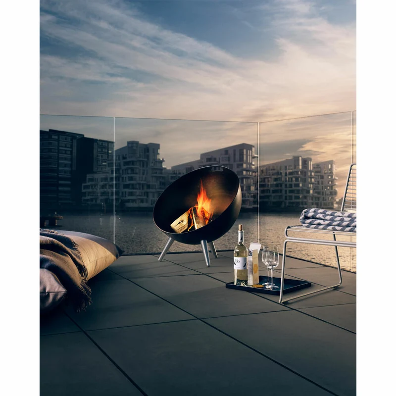 Eva Solo FireGlobe Feuerschale, Feuerkorb, Feuerstelle, Lagerfeuer, Gartenfeuer, Stahl/ Aluminium, Ø64 cm, Schwarz, 571099