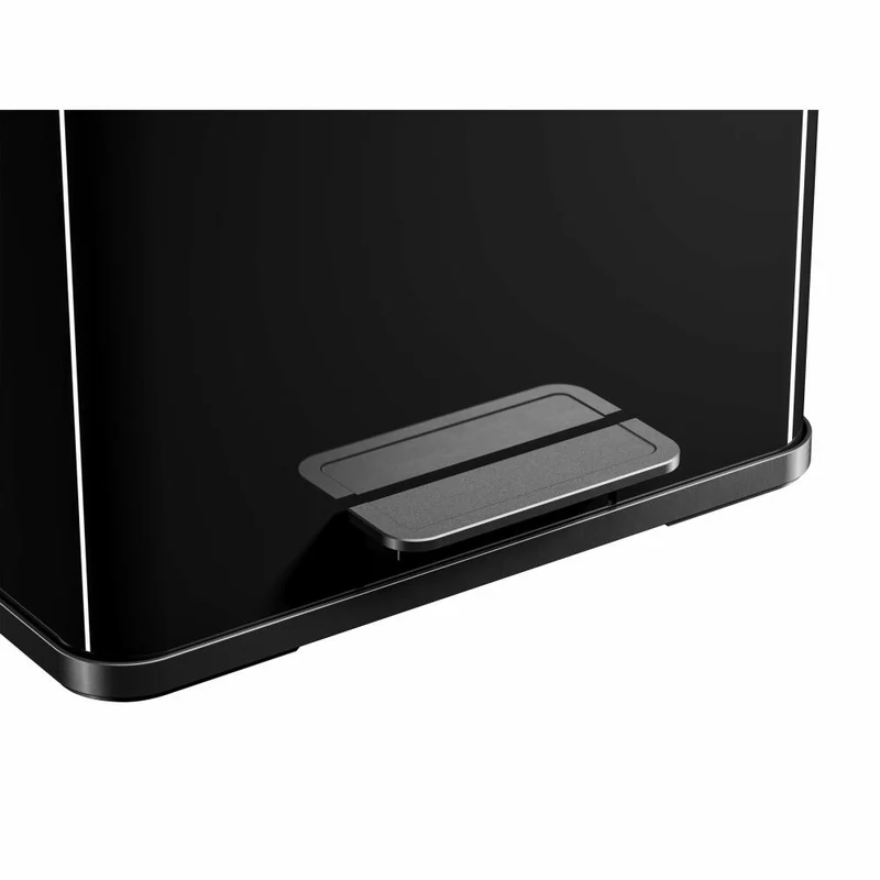 Hailo Mülltrennsystem Öko trio Plus L, Tret-Mülleimer, Abfalltrenner, Abfalleimer, Stahlblech, Schwarz, 3 x 9 L, 0633-260