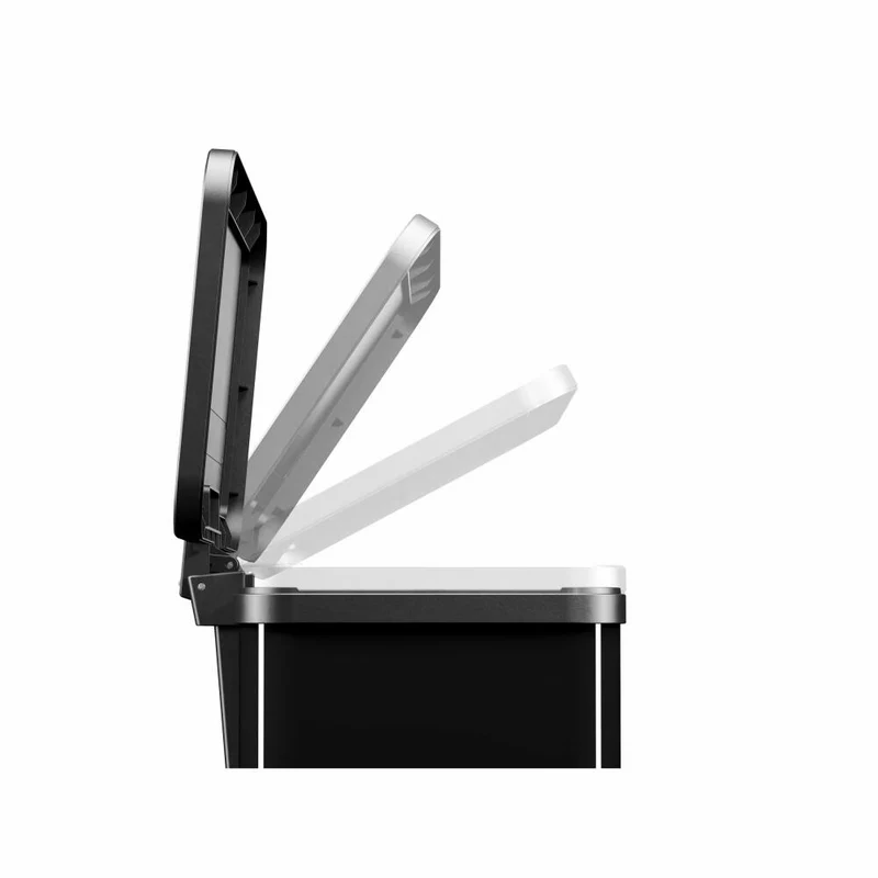 Hailo Mülltrennsystem Öko trio Plus L, Tret-Mülleimer, Abfalltrenner, Abfalleimer, Stahlblech, Schwarz, 3 x 9 L, 0633-260