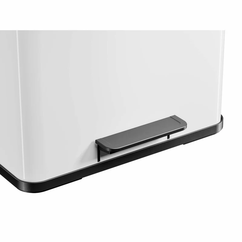 Hailo Mülltrennsystem Öko trio Plus L, Tret-Mülleimer, Abfalltrenner, Abfalleimer, Stahlblech, Weiß, 3 x 9 L, 0633-230