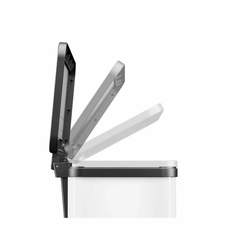 Hailo Mülltrennsystem Öko trio Plus L, Tret-Mülleimer, Abfalltrenner, Abfalleimer, Stahlblech, Weiß, 3 x 9 L, 0633-230