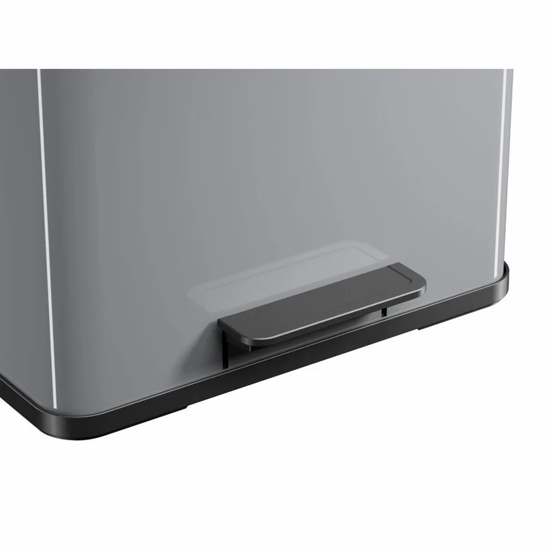 Hailo Mülltrennsystem Öko trio Plus L, Tret-Mülleimer, Abfalltrenner, Abfalleimer, Stahlblech, Silber, 3 x 9 L, 0633-220